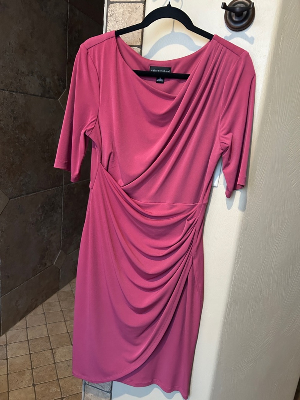 connected apparel Rose Pink Draped Sheath Dress